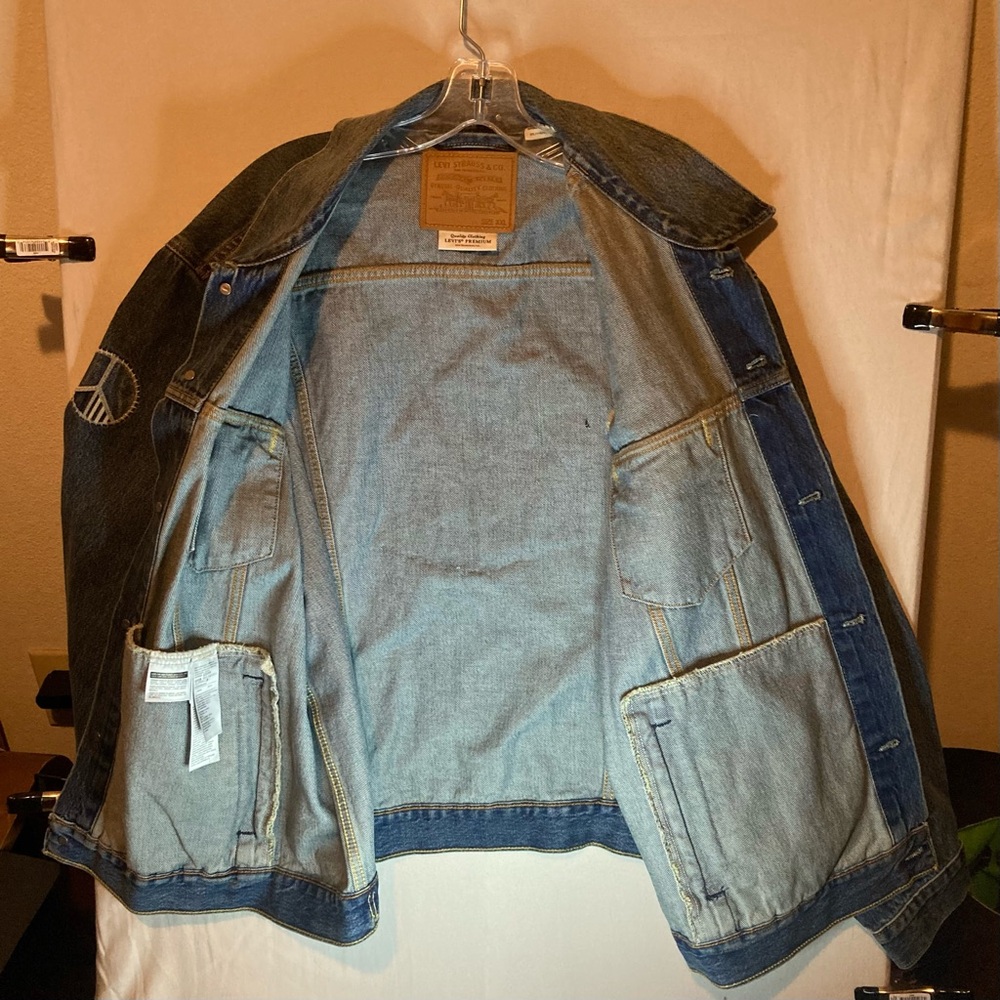 Levi's Blue Denim Jacket With Peace Patch - image 3